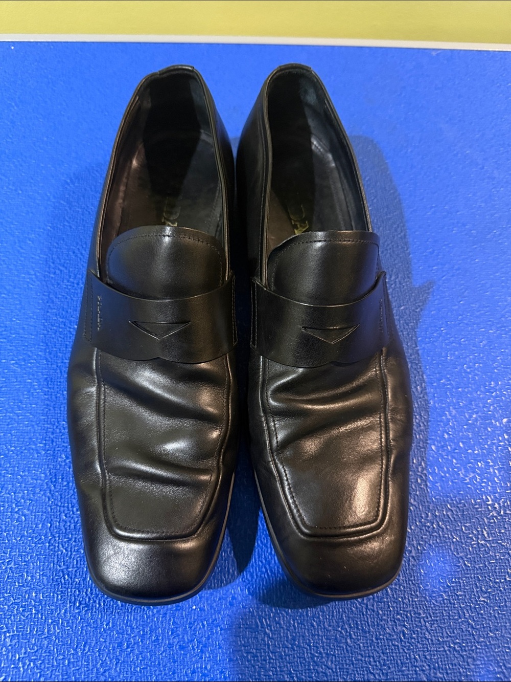 Prada Square Toes Penny Loafers.